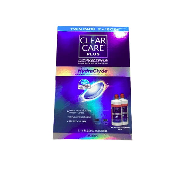 Clear Care Cleaning & Disinfecting Eye Solution HydraGlyde (2 X 16fl Oz Packs) - ShelHealth.Com
