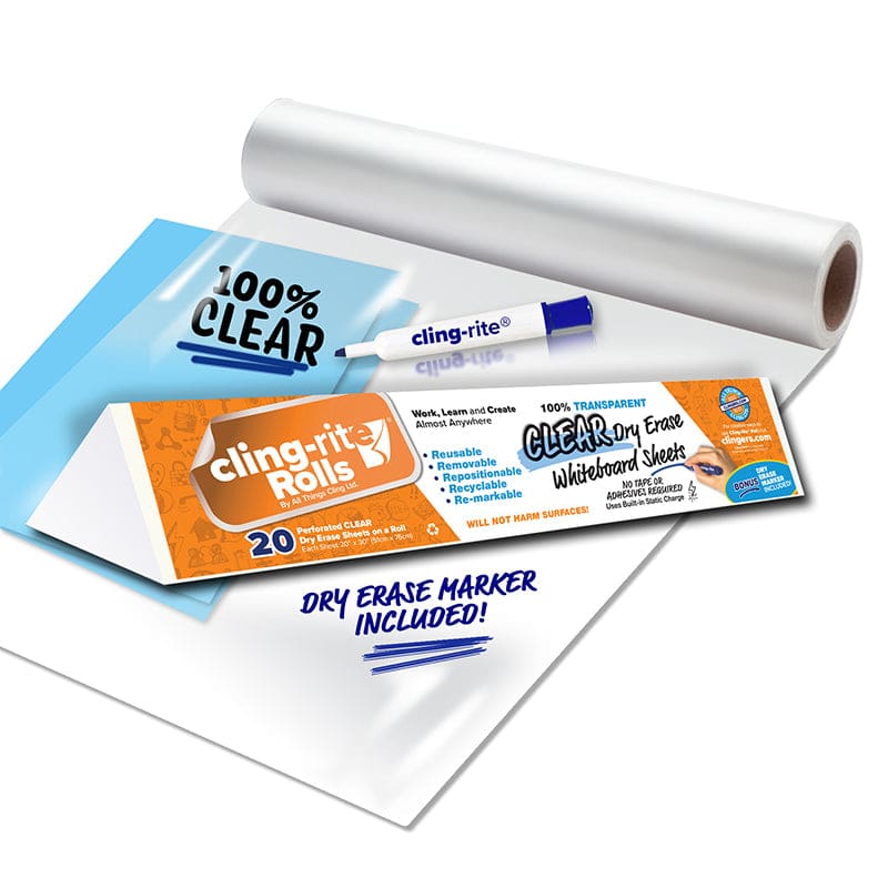 Clear Cling Rite Roll - Dry Erase Sheets - All Things Cling Ltd