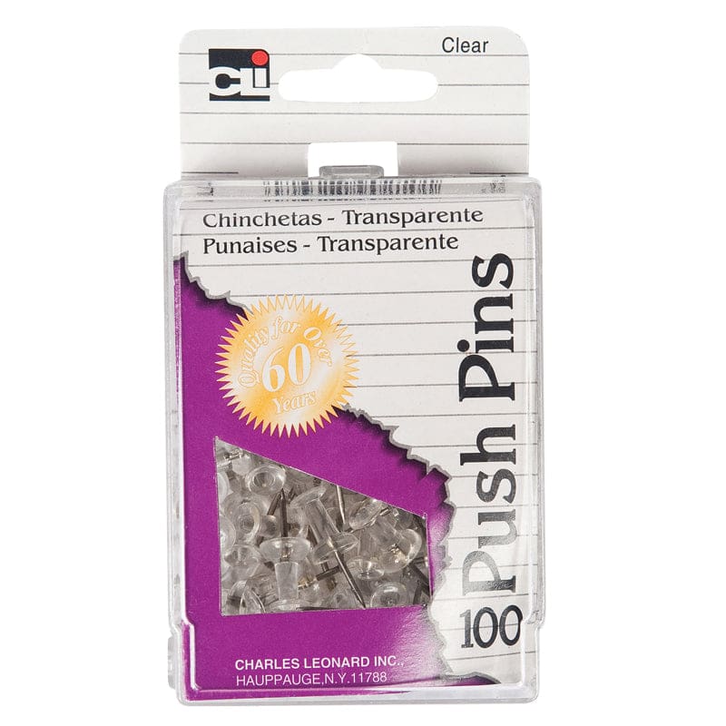 Clear Push Pins (Pack of 12) - Push Pins - Charles Leonard