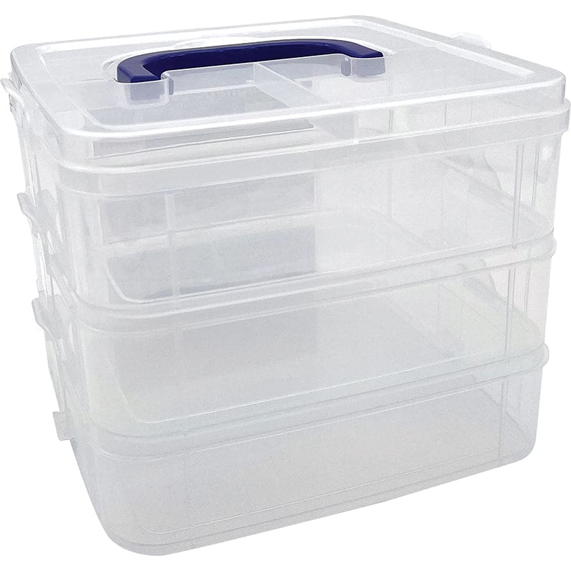 Clear Stackable 3 Tier Containers Storage (Pack of 6) - Storage Containers - Teacher Created Resources