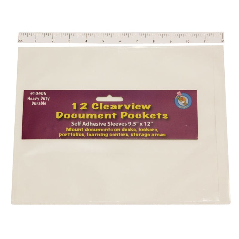 Clear View Self-Adhesive 12/Pk Document Pocket 9.5X12 (Pack of 3) - Sheet Protectors - Ashley Productions