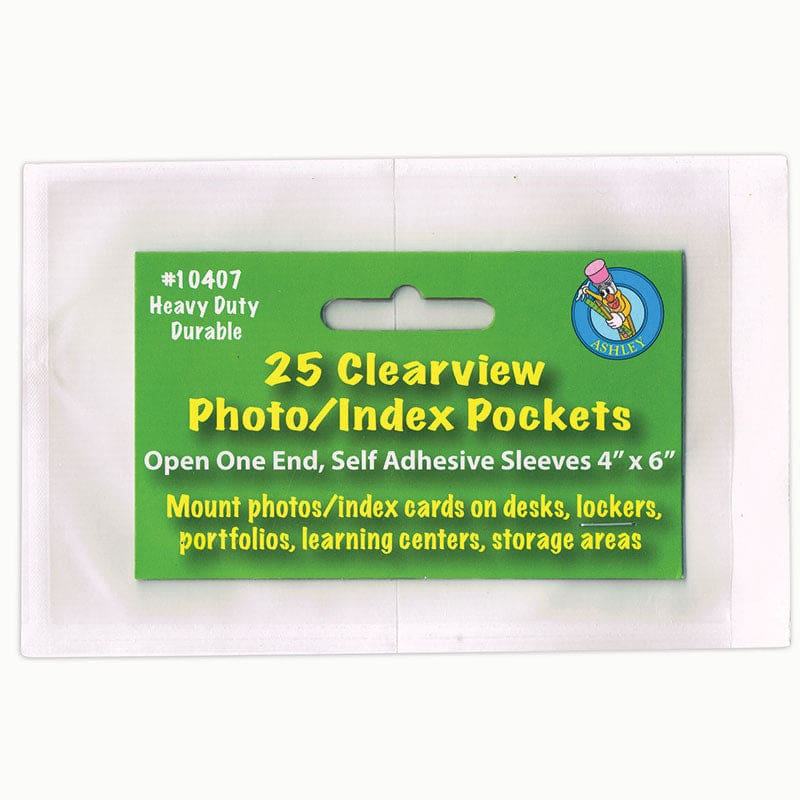 Clear View Self-Adhesive 25/Pk Pockets Photo/Index Card 4 X 6 (Pack of 6) - Sheet Protectors - Ashley Productions