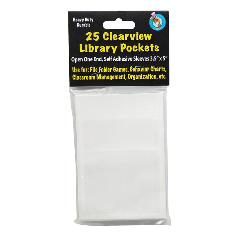 Clear View Self Adhesive Pockets Library Pocket 3 1/2 X 5 (Pack of 6) - Library Cards - Ashley Productions