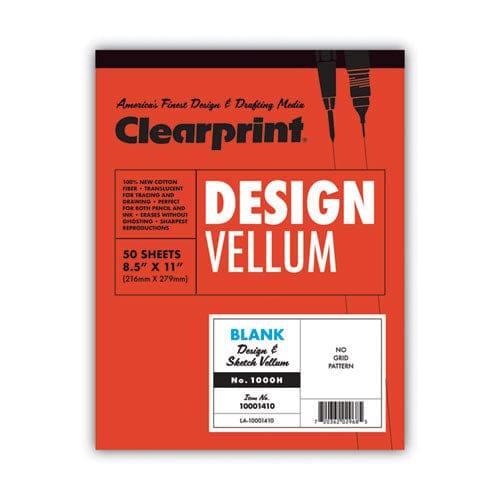 Clearprint Design Vellum Paper 16 Lb Bristol Weight 8.5 X 11 Translucent White 50/pad - School Supplies - Clearprint®