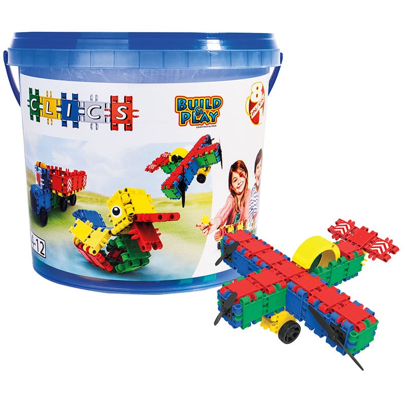 Clics 175 Piece Bucket - Blocks & Construction Play - Playing Unlimited Inc