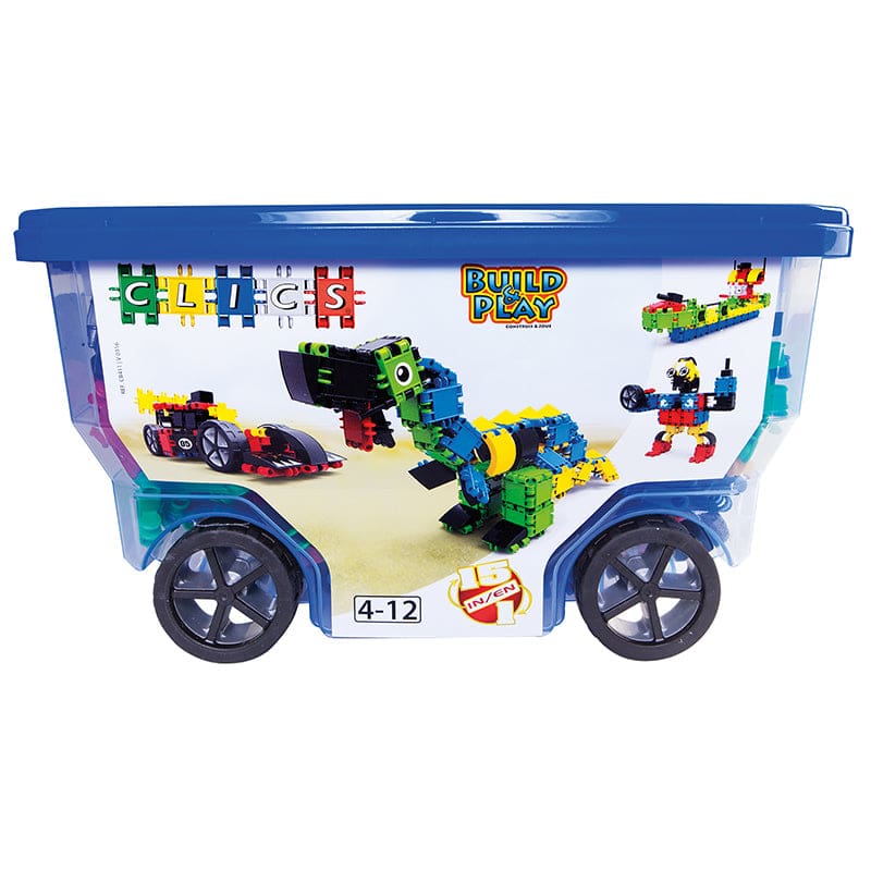 Clics 400 Piece Roller Bucket - Blocks & Construction Play - Playing Unlimited Inc
