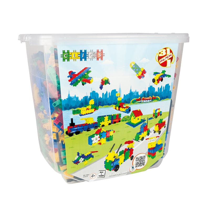 Clics 850 Piece Bucket - Blocks & Construction Play - Playing Unlimited Inc