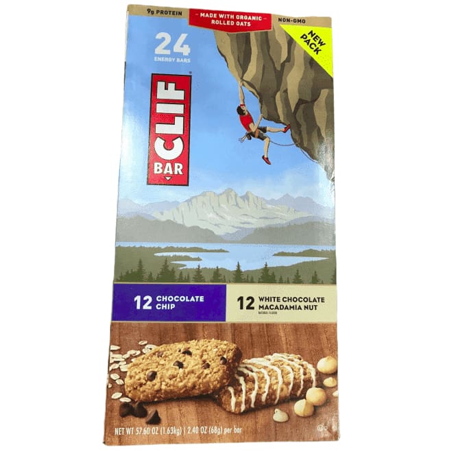 CLIF Bar Energy Bars Chocolate Chip and White Chocolate Macadamia Nut, Box of 24 - ShelHealth.Com