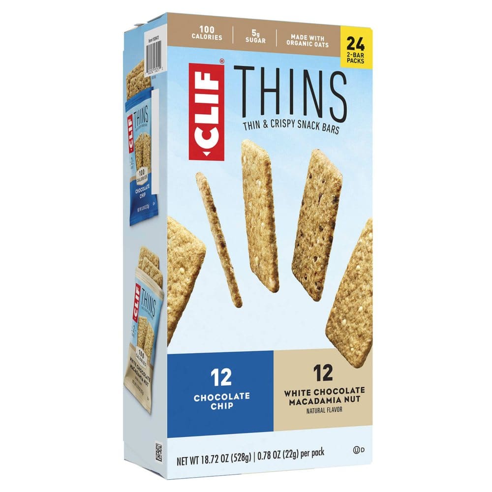 CLIF Thins Variety Pack Chocolate Chip and White Chocolate Macadamia (24 ct.) - Diet Nutrition & Protein - CLIF Thins