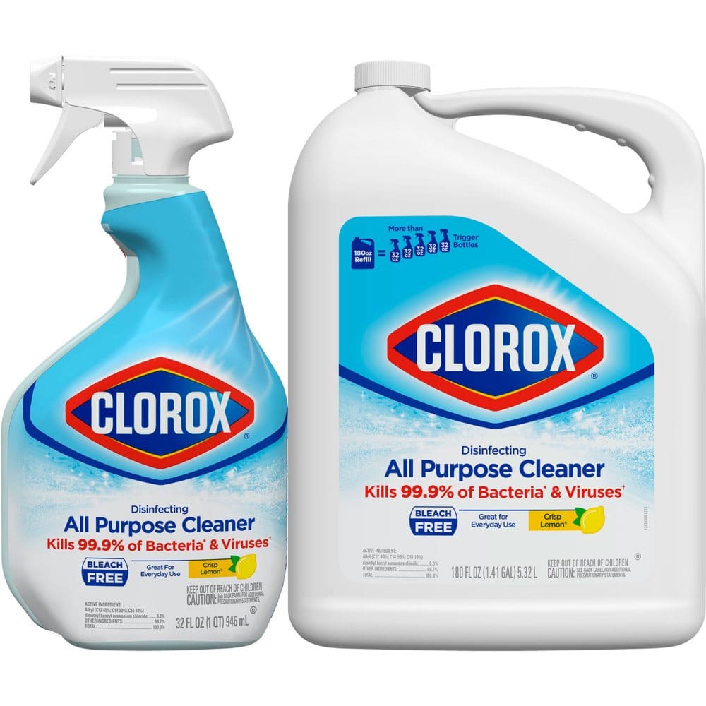 Clorox Disinfecting All Purpose Bleach-Free Cleaner Crisp Lemon Scent (Spray + Refill) - Cleaning Supplies - Clorox Disinfecting