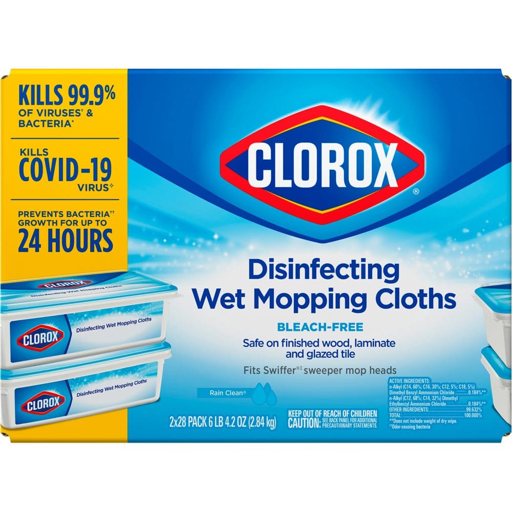 Clorox Disinfecting Wet Mopping Pad Refills Bleach Free Rain Clean Scent (28 ct./pk. 2 pk.) - Floor & Carpet Cleaning - Clorox Disinfecting