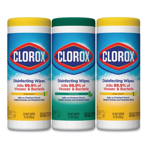 Clorox Disinfecting Wipes 7 X 8 Crisp Lemon 35/canister 12/carton - School Supplies - Clorox®