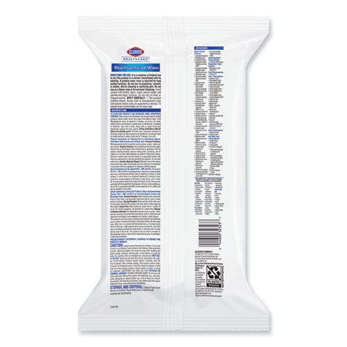 Clorox Healthcare Bleach Germicidal Wipes 6.75 X 9 Unscented 100 Wipes/flat Pack 6 Packs/carton - School Supplies - Clorox® Healthcare®