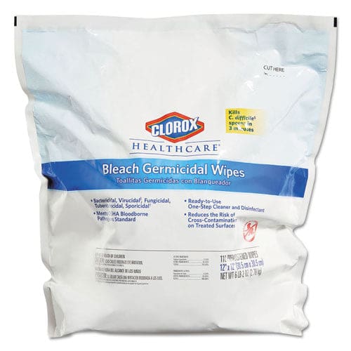Clorox Healthcare Bleach Germicidal Wipes 6.75 X 9 Unscented 100 Wipes/flat Pack 6 Packs/carton - School Supplies - Clorox® Healthcare®