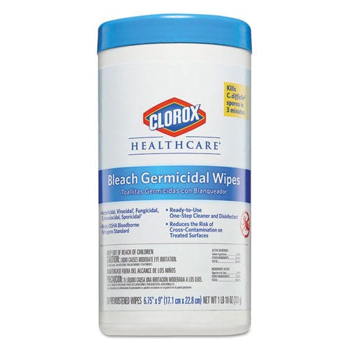 Clorox Healthcare Bleach Germicidal Wipes 6.75 X 9 Unscented 70/canister - School Supplies - Clorox® Healthcare®