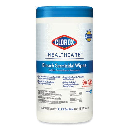 Clorox Healthcare Bleach Germicidal Wipes 6 X 5 Unscented 150/canister 6 Canisters/carton - School Supplies - Clorox® Healthcare®