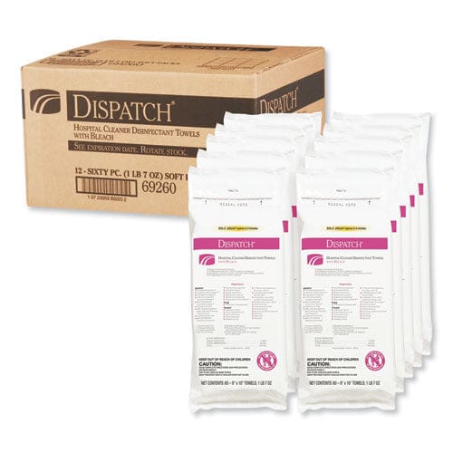 Clorox Healthcare Dispatch Cleaner Disinfectant Towels With Bleach 9 X 10 Unscented 60/pack 12 Packs/carton - School Supplies - Clorox®