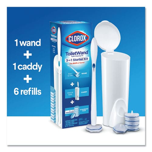 Clorox Toiletwand Disposable Toilet Cleaning System: Handle Caddy And Refills White 6/carton - Janitorial & Sanitation - Clorox®