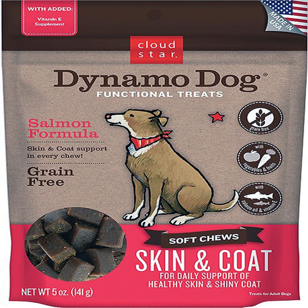 Cloud Star Dynamo Dog Skin and Coat Soft Chews Salmon Formula Dog Treats 14-Oz. Bag - Pet Supplies - Cloud Star