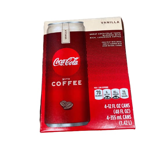 Coca-Cola Coca-Cola with Coffee, Vanilla Flavor, 4 x 12 fl. oz.