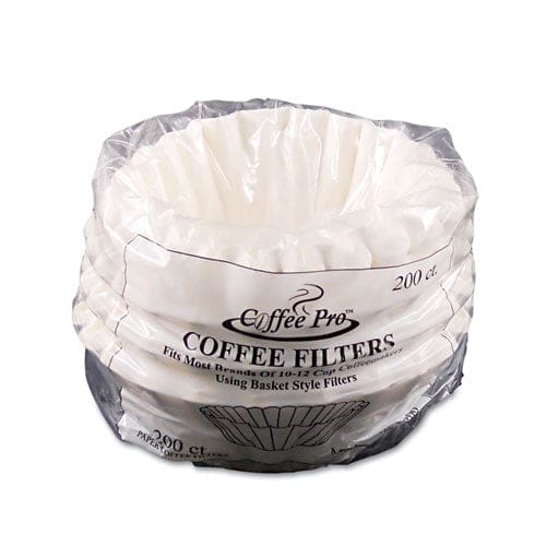 Coffee Pro Basket Filters For Drip Coffeemakers 10 To 12 Cup Size White 200/pack - Food Service - Coffee Pro