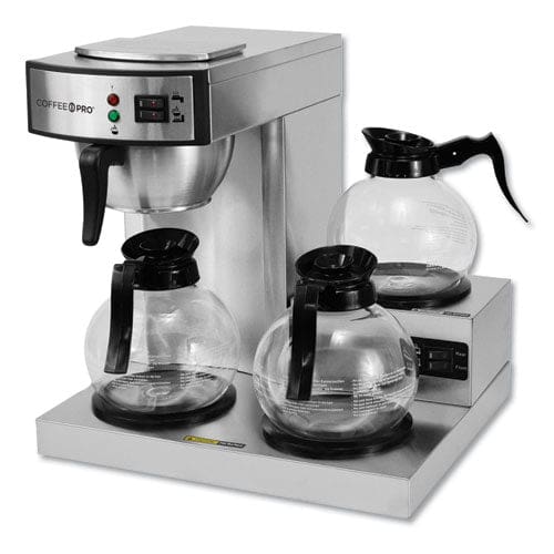 Coffee Pro Three-burner Low Profile Institutional Coffee Maker 36-cup Stainless Steel - Food Service - Coffee Pro