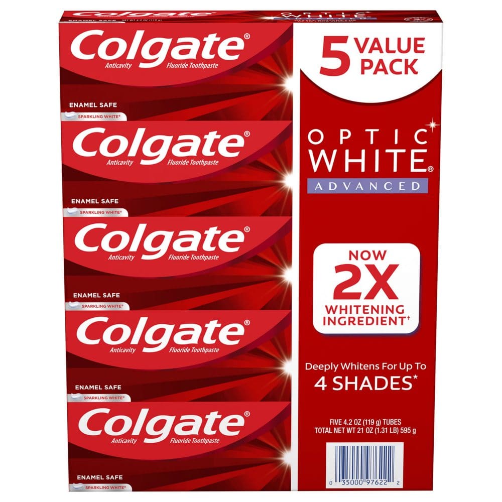 Colgate Optic White Advanced Teeth Whitening Toothpaste Sparkling White (4.2 oz. 5 pk.) - Oral Care - Colgate Optic