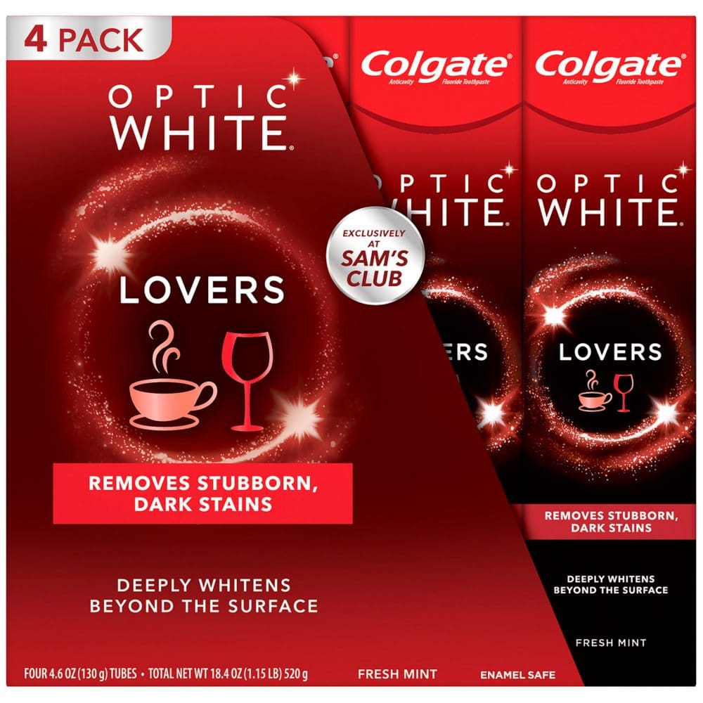 Colgate Optic White Coffee & Wine Lovers Whitening Toothpaste (4.6 oz. 4 pk.) - Oral Care - Colgate