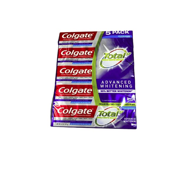 Colgate Total SF Advanced Whitening Toothpaste 6.4 oz, 5-pack - ShelHealth.Com