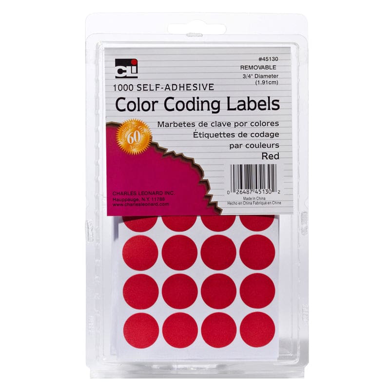 Color Coding Labels Red 3/4In (Pack of 12) - Organization - Charles Leonard
