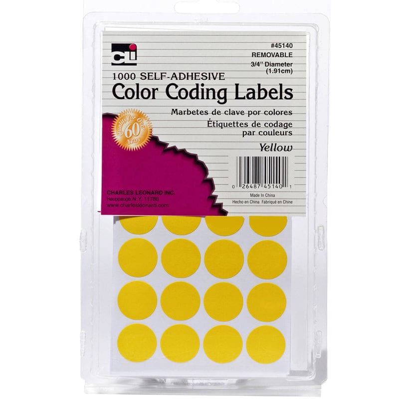 Color Coding Labels Yellow (Pack of 12) - Organization - Charles Leonard