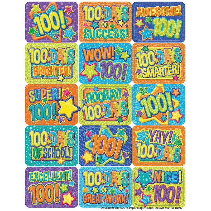 Color My World 100 Days Stickers (Pack of 12) - Stickers - Eureka