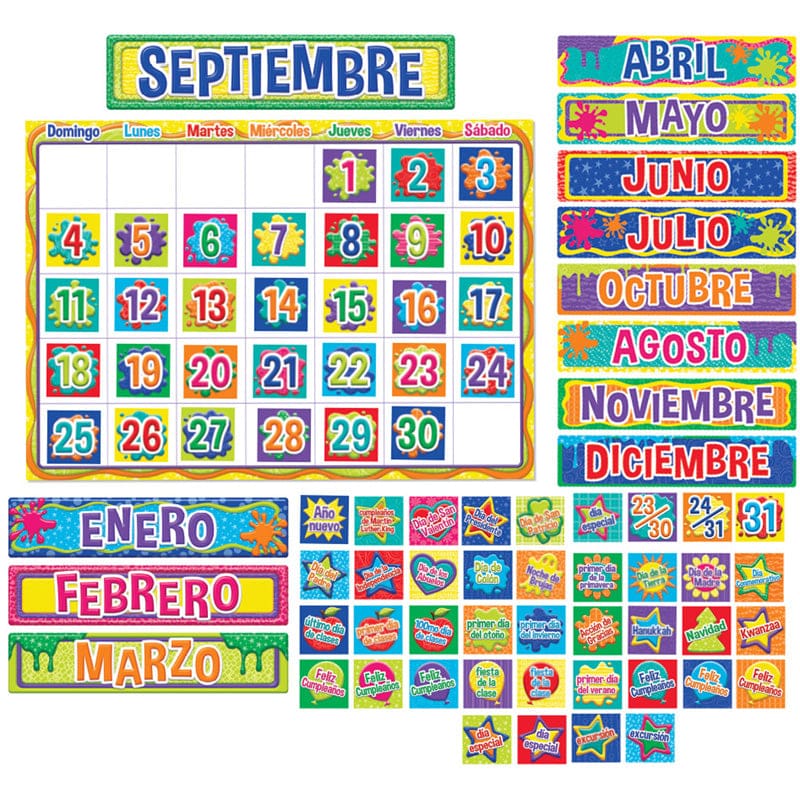 Color My World Spanish Calendar Bbs (Pack of 2) - Bulletin Board Sets - Eureka