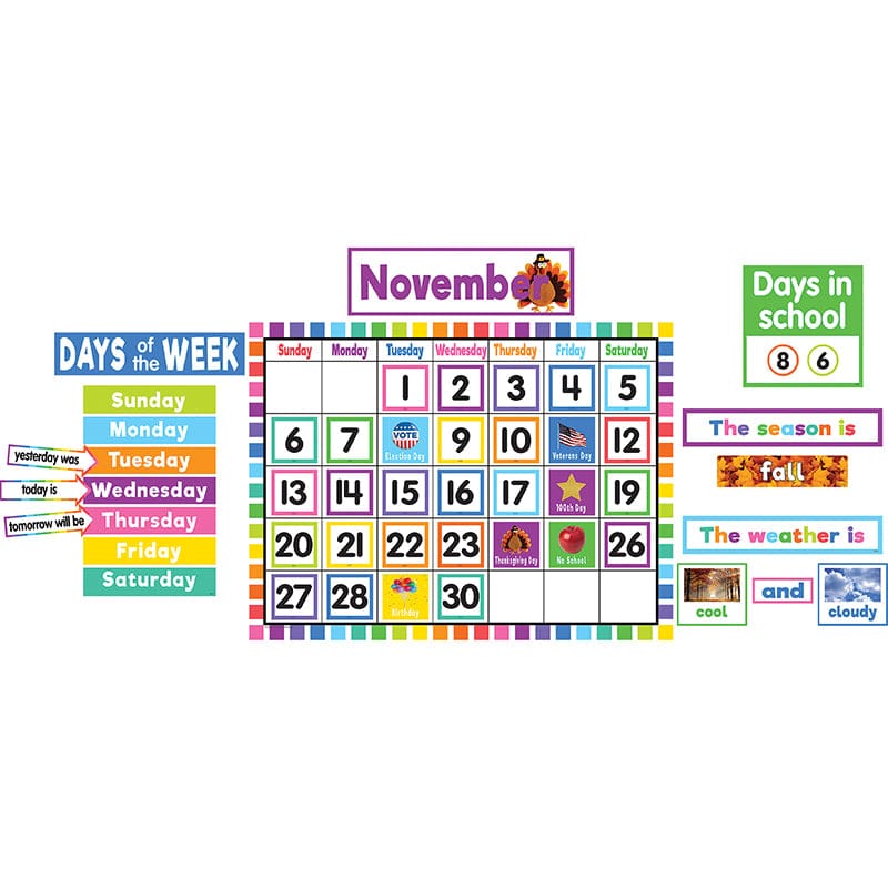 Colorful Calendar Bulletin Board (Pack of 3) - Calendars - Teacher Created Resources
