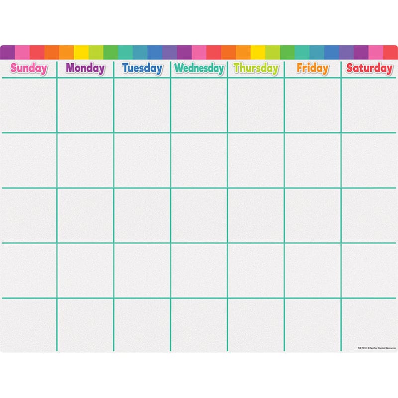 Colorful Calendar Write-On/Wipe-Off (Pack of 10) - Calendars - Teacher Created Resources