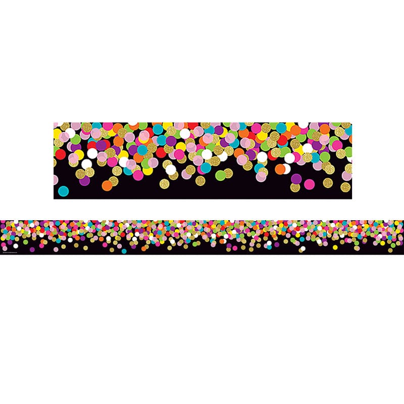 Colorful Confetti On Black Border Straight (Pack of 6) - Border/Trimmer - Teacher Created Resources