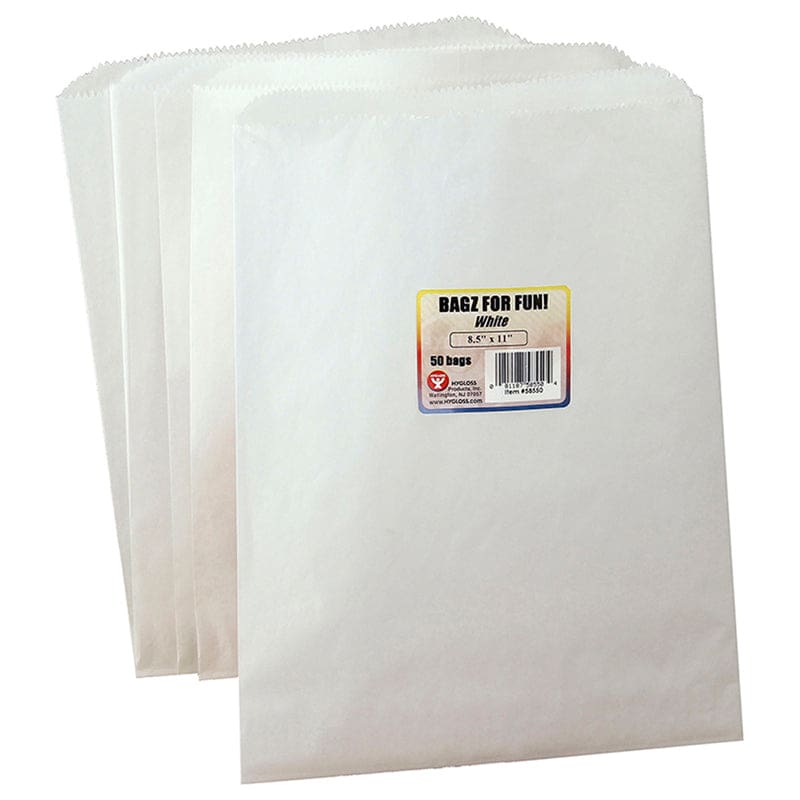 Colorful Paper Bags 8.5X11 White 50 Pinch Bottom (Pack of 6) - Craft Bags - Hygloss Products Inc.