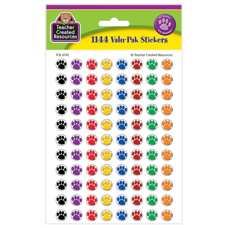 Colorful Paw Prints Mini Stickers Value Pack (Pack of 10) - Stickers - Teacher Created Resources