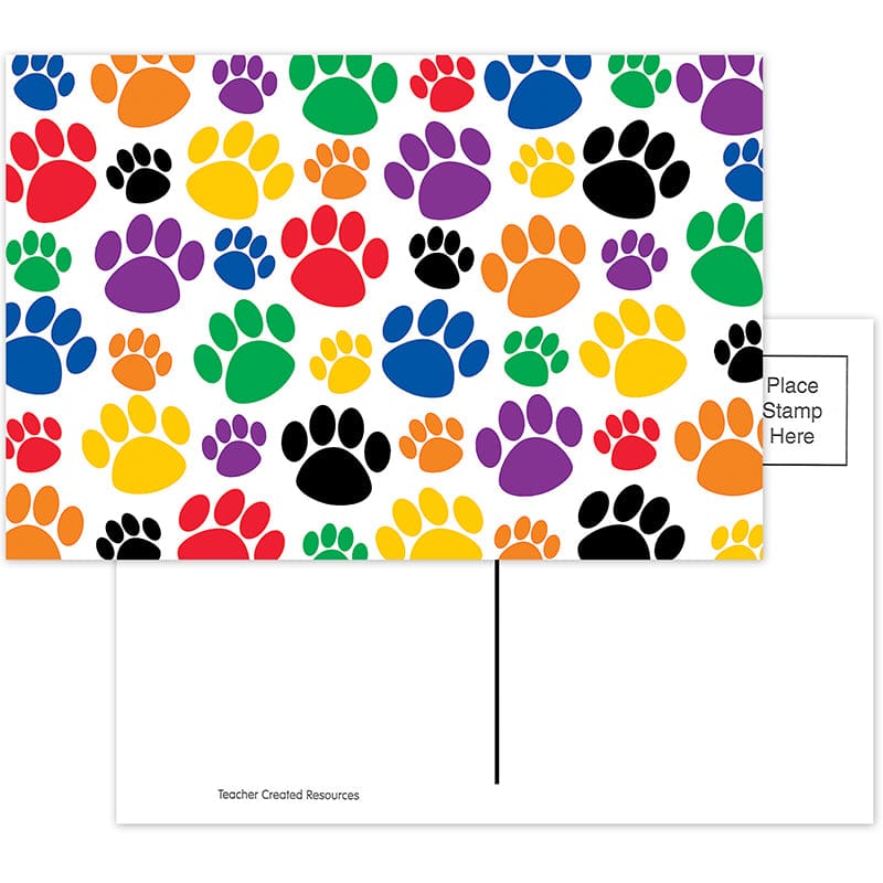 Colorful Paw Prints Postcard (Pack of 10) - Postcards & Pads - Teacher Created Resources