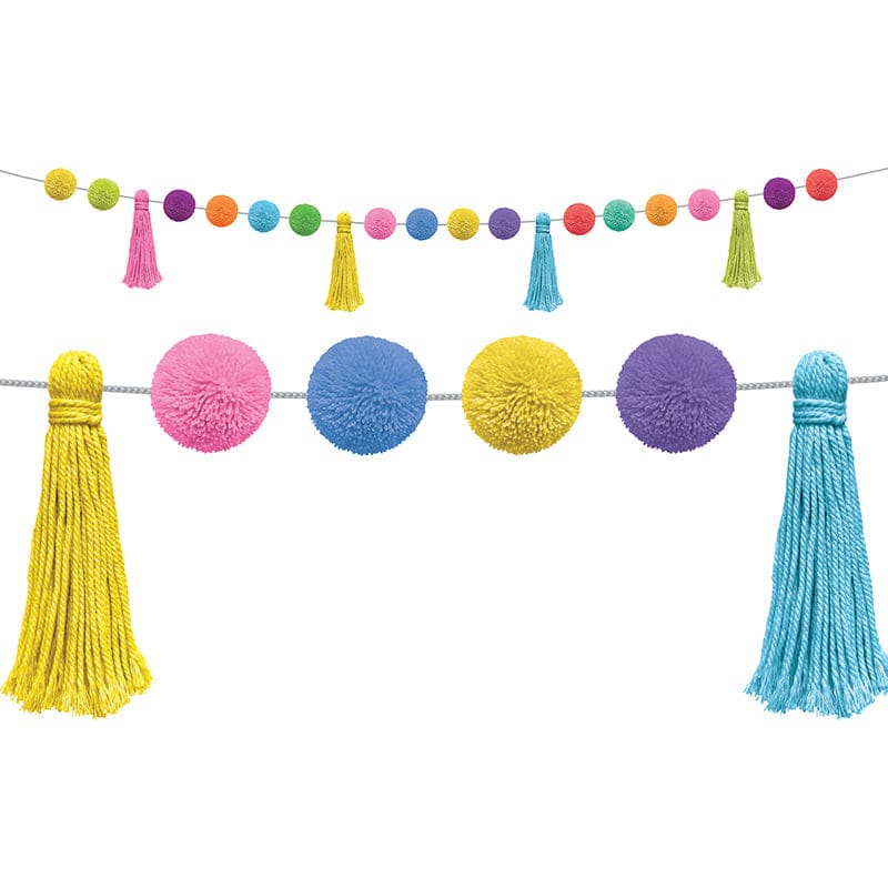 Colorful Pom-Poms & Tassels Garland (Pack of 6) - Border/Trimmer - Teacher Created Resources