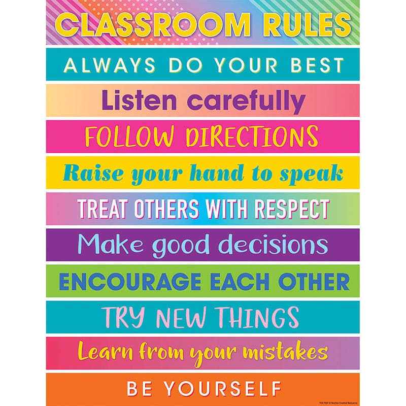 Colorful Vibes Rules Charts (Pack of 12) - Classroom Theme - Teacher Created Resources