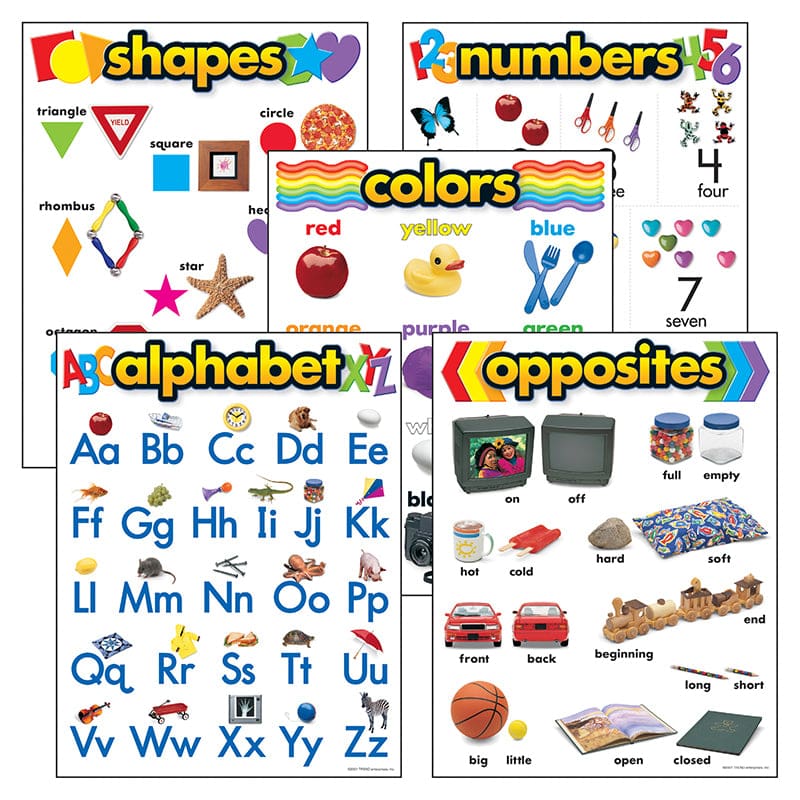 Combo Pks K Basic Skills Alphabet Shapes Numbers Colors & Opposites (Pack of 2) - Miscellaneous - Trend Enterprises Inc.