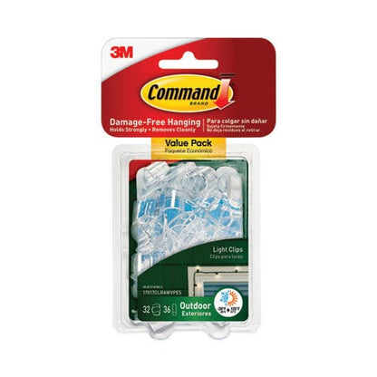 Command All Weather Hooks And Strips Cord Clips Plastic Clear 0.1 Lb Capacity 32 Clips And 36 Small Strips/pack - Furniture - Command™