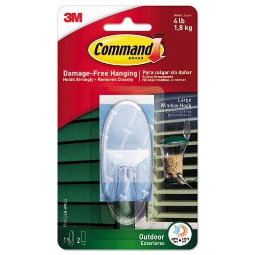 Command All Weather Hooks And Strips Large Plastic Clear 4 Lb Capacity 1 Hook And 2 Strips/pack - Furniture - Command™