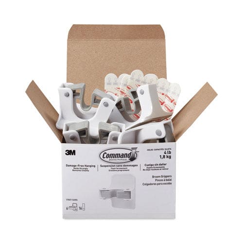 Command Broom Gripper 3.12w X 1.85d X 3.34h White/gray 6 Grippers/16 Strips/pack - Janitorial & Sanitation - Command™