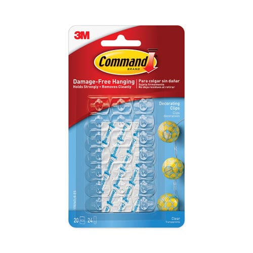 Command Clear Hooks And Strips Decorating Clips Plastic 0.1 Lb Capacity 20 Clips And 24 Strips/pack - Furniture - Command™