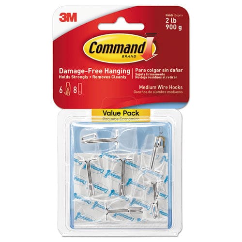 Command Clear Hooks And Strips Medium Plastic 2 Lb Capacity 2 Hooks And 4 Strips/pack - Furniture - Command™