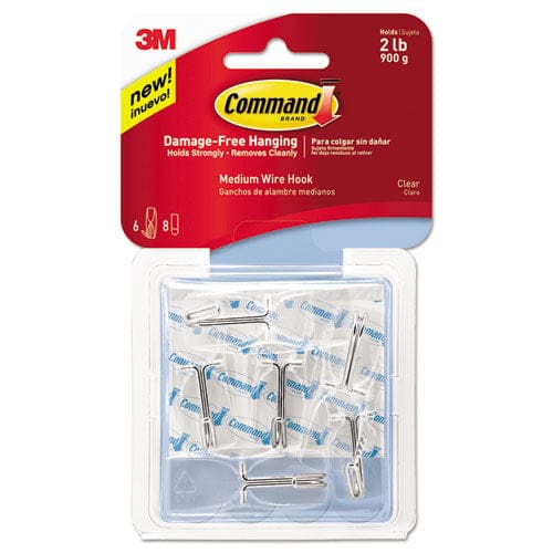 Command Clear Hooks And Strips Medium Plastic 2 Lb Capacity 6 Hooks And 8 Strips/pack - Furniture - Command™
