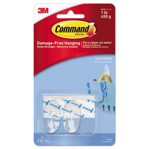 Command Clear Hooks And Strips Small Plastic 1 Lb Capacity 2 Hooks And 4 Strips/pack - Furniture - Command™