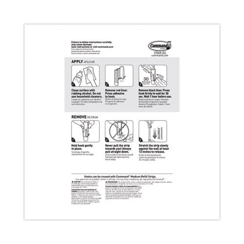 Command General Purpose Hooks Medium Metal White 2 Lb Capacity 35 Hooks And 40 Strips/pack - Furniture - Command™